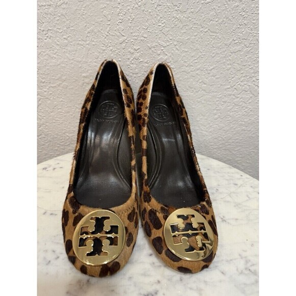 Tory Burch Shoes - Tory Burch Calf Leather Sally Wedge Leopard Print Round Toe Heel  Sz 6 Maybe